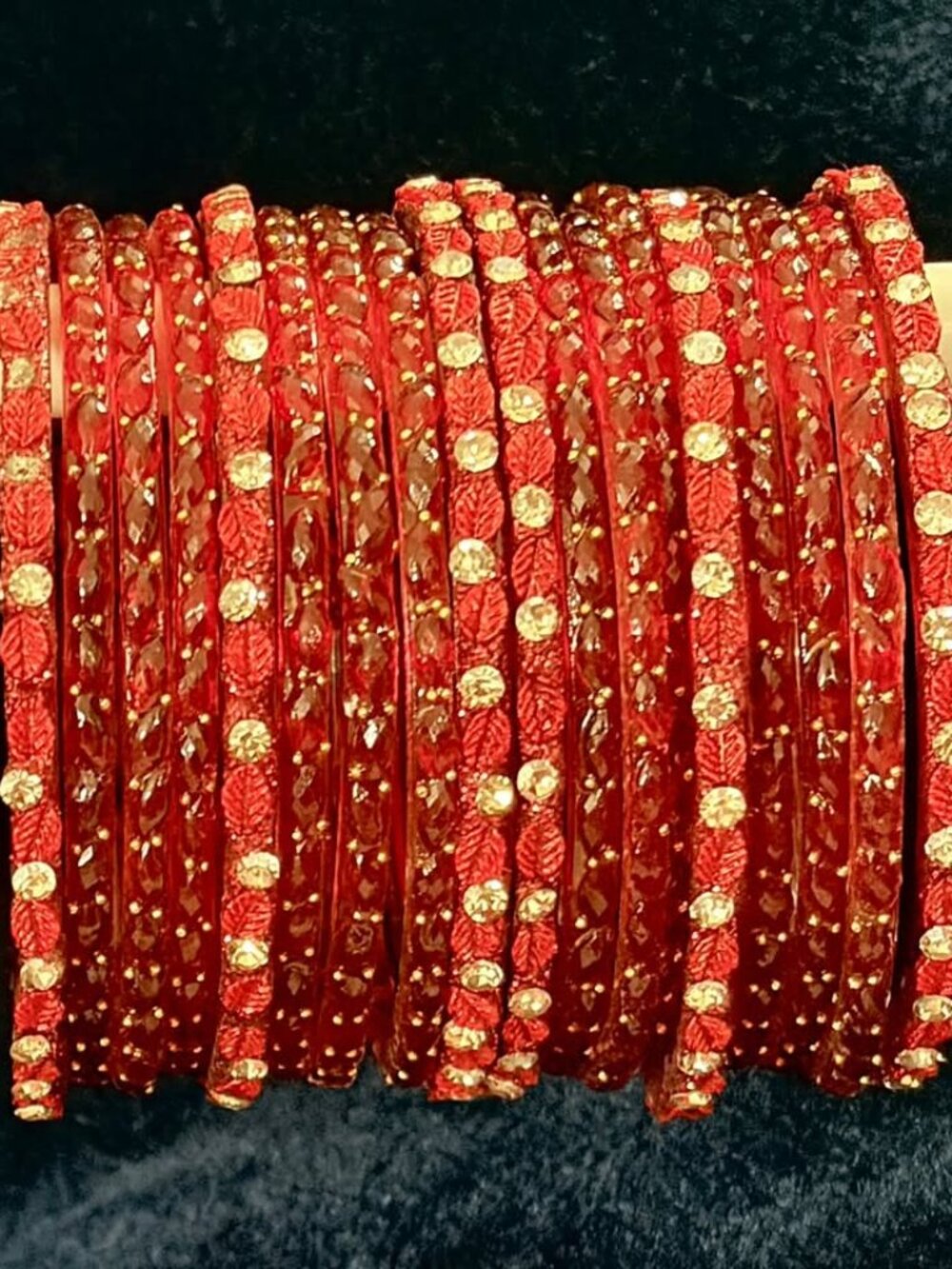 Women's Textured Resin Bangle Stack, Embossed Leaf Pattern & Rhinestone Embellis